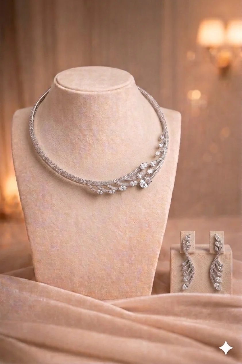 Diamond Curve Necklace Set