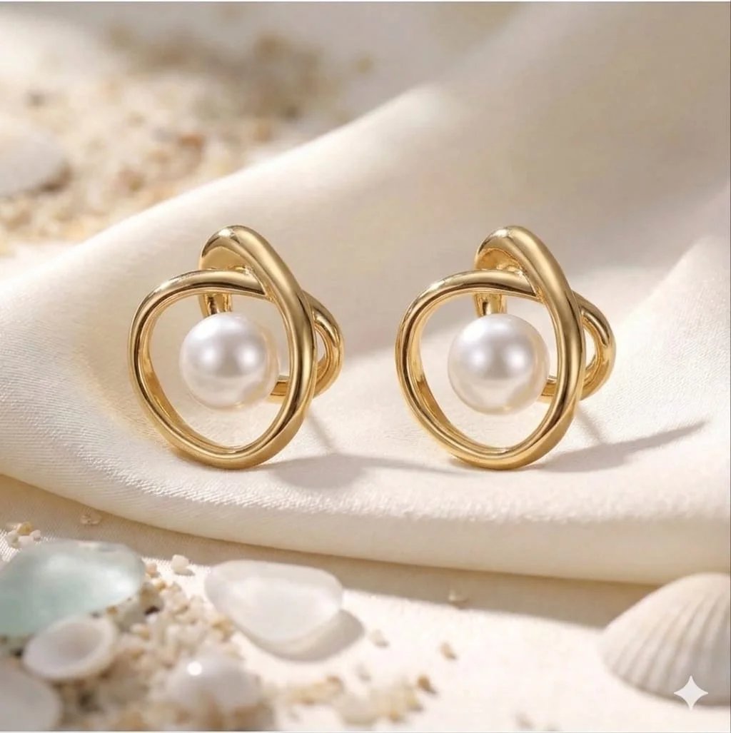 Modern Pearl Loop Earrings